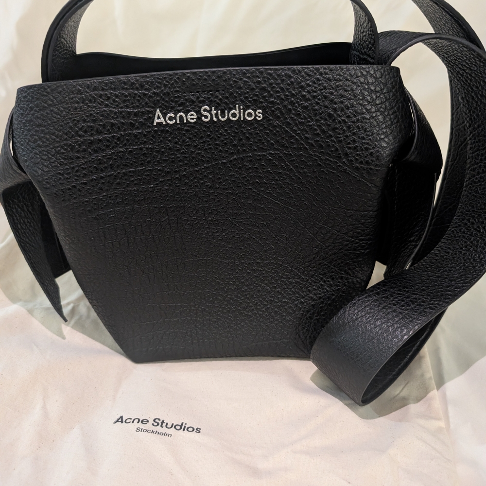 Acne Studios Musubi Mini Black Textured Leather Shoulder Bag New Without Tags - Picture 15 of 16